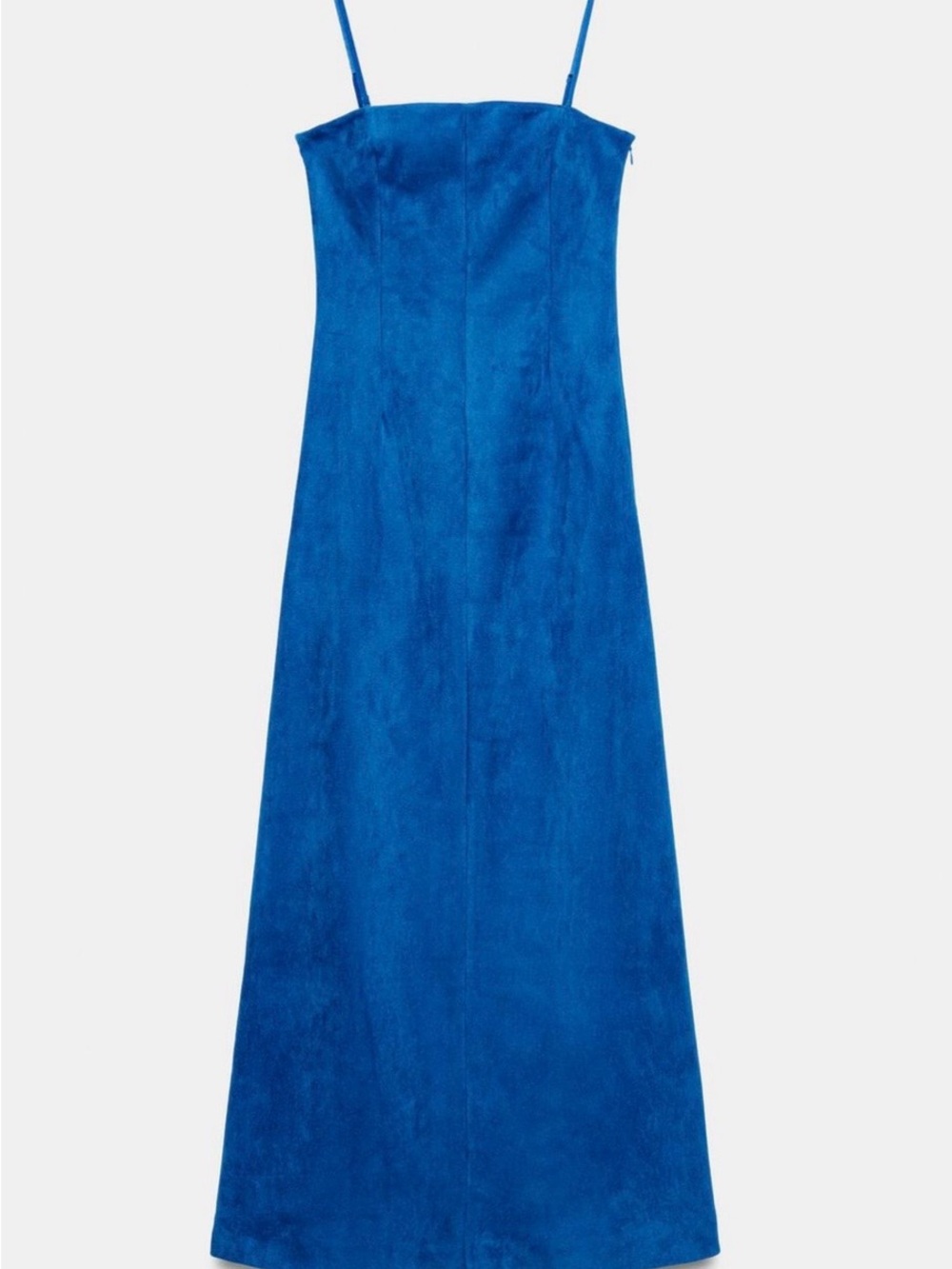 Zara Removable Strap Cobalt Blue Faux Suede Maxi Dress Size Medium NWT - Picture 3 of 14